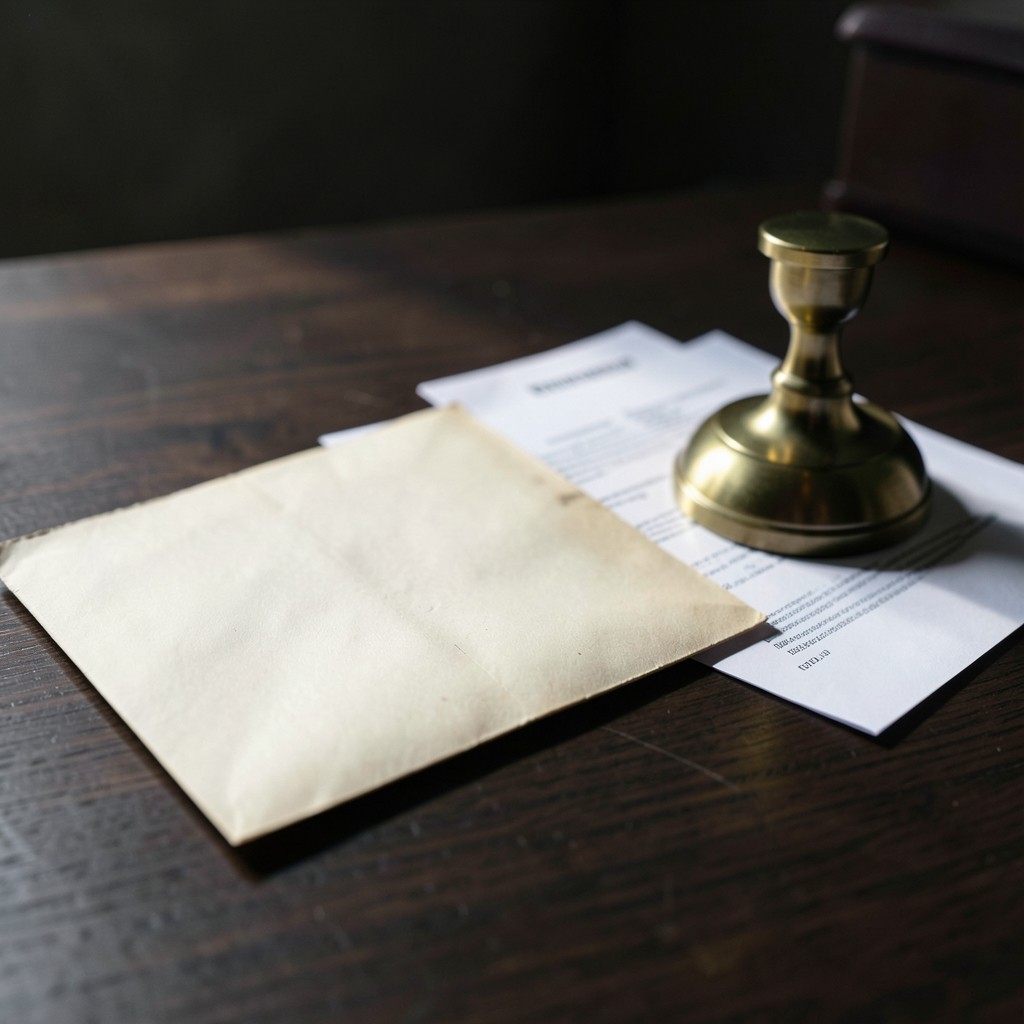 Enveloppe recommandée posée sur un bureau avec contrat de travail plié